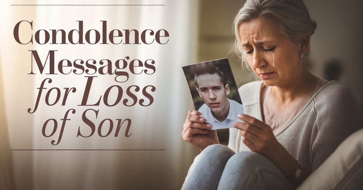 “Mother holding her late son’s photograph with tears in her eyes, symbolizing loss and remembrance.”