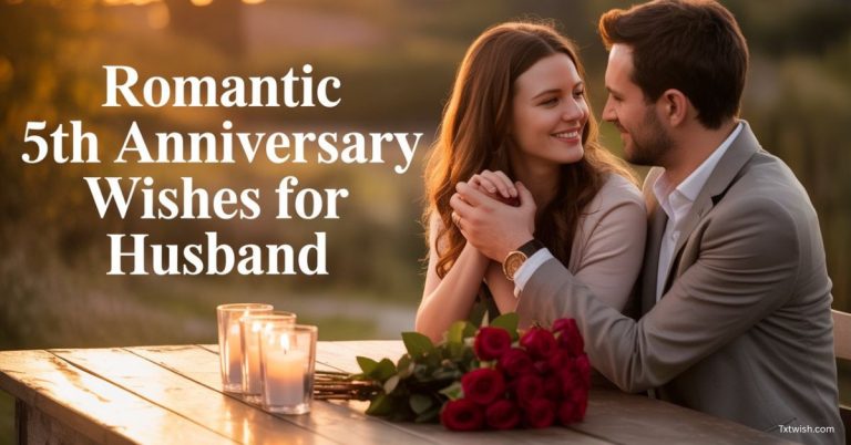 “Romantic couple celebrating 5th wedding anniversary with candles and roses – feature image for Romantic 5th Anniversary Wishes for Husband article.”