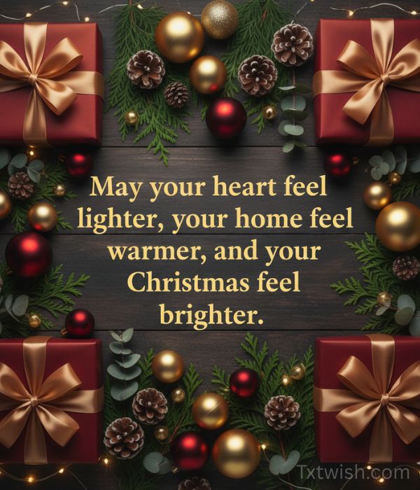 May your heart feel lighter, your home feel warmer, and your Christmas feel brighter.”
