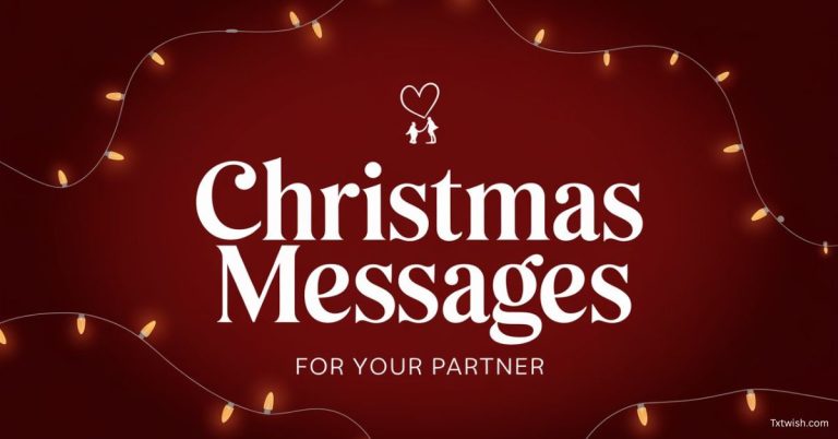 Romantic Christmas-themed minimal background with soft lights and ornaments displaying the title ‘Christmas Messages for Your Partner’.