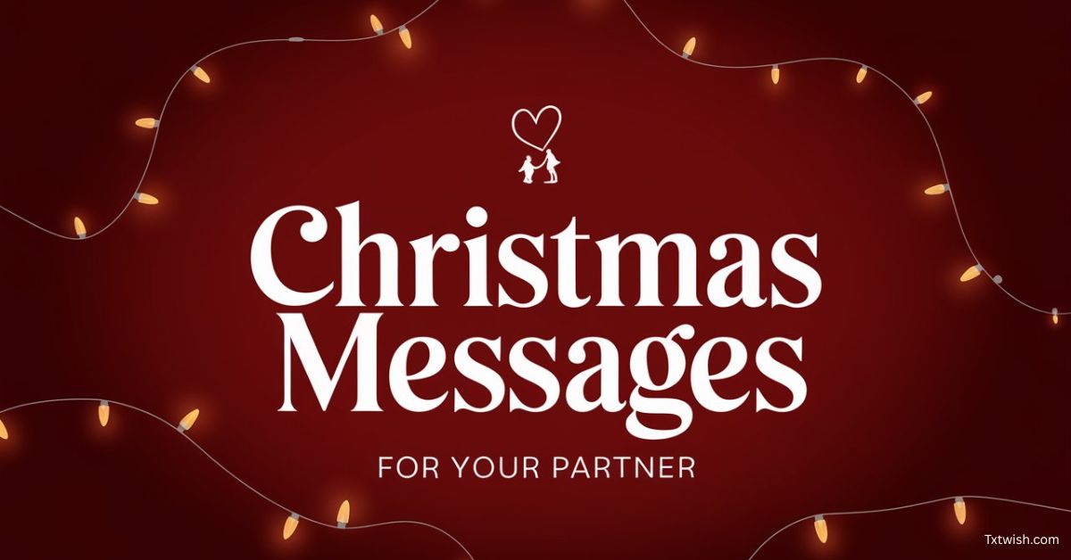 Romantic Christmas-themed minimal background with soft lights and ornaments displaying the title ‘Christmas Messages for Your Partner’.