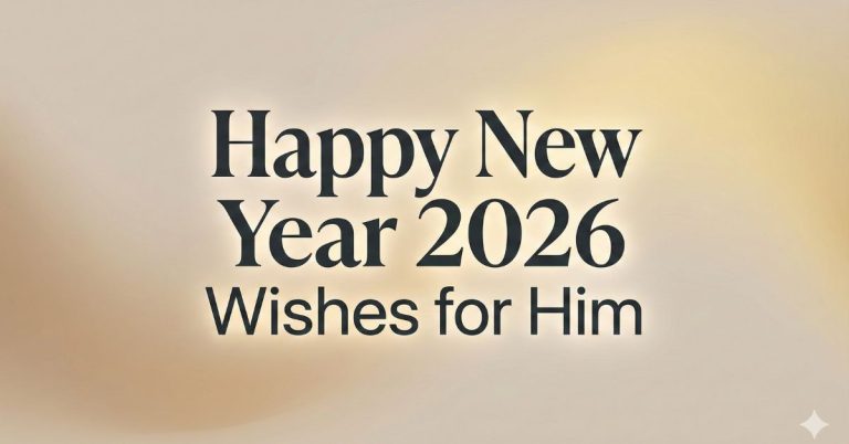 Happy New Year 2026 wishes for him feature image with romantic minimal design
