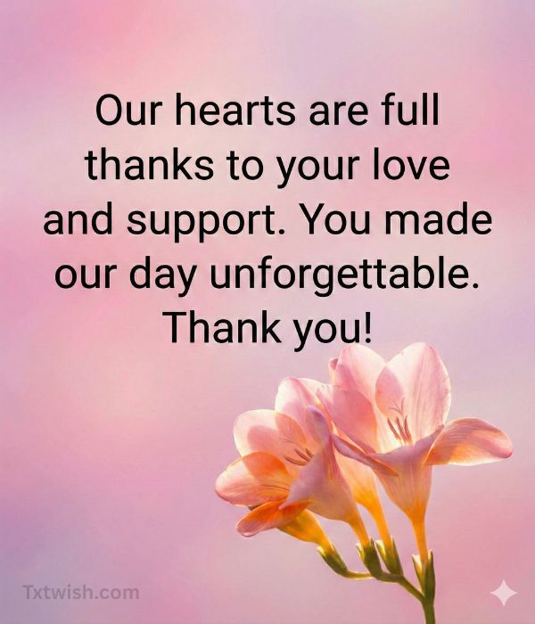 Thank You Message for Wedding Guests from Parents