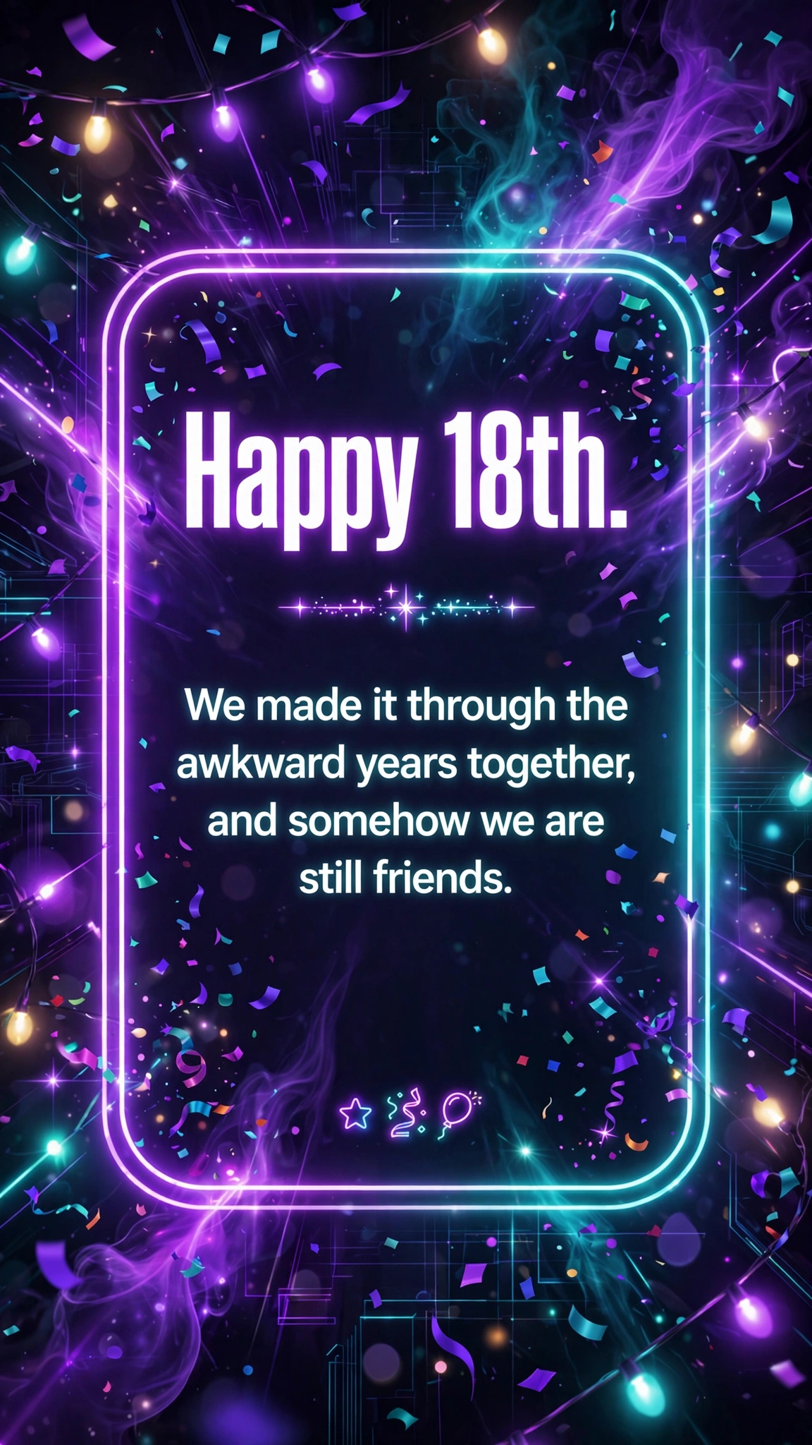 200+ 18th Birthday Wishes, Messages & Quotes: Celebrate Adulthood 6 18th birthday wishes for friend quote card with fun party design