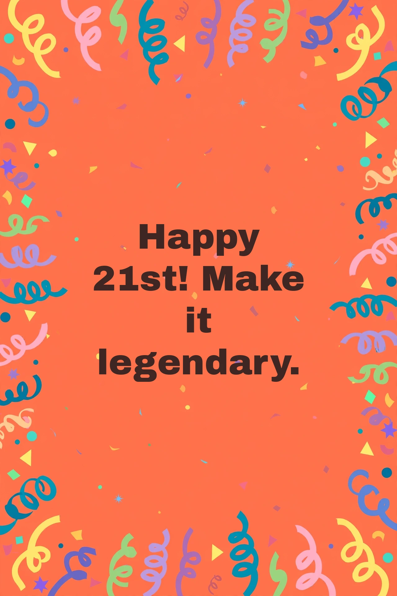 320+ 21st Birthday Wishes Short 21st birthday text card with coral confetti design