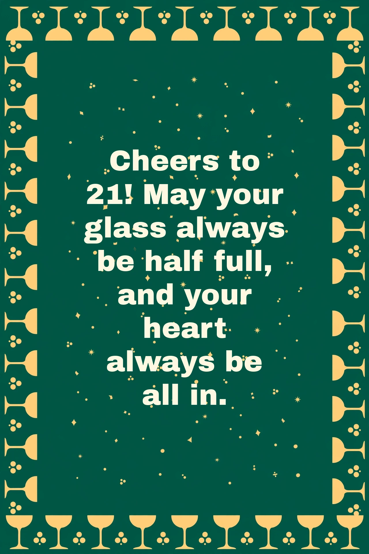 320+ 21st Birthday Wishes 21st birthday milestone toast card with emerald champagne design