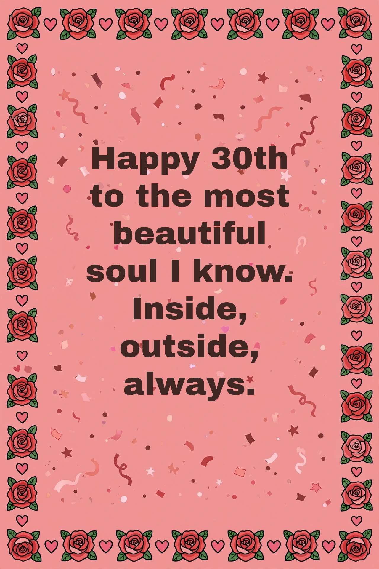 240+ 30th Birthday Wishes 30th birthday wish for wife card with rose pink roses design