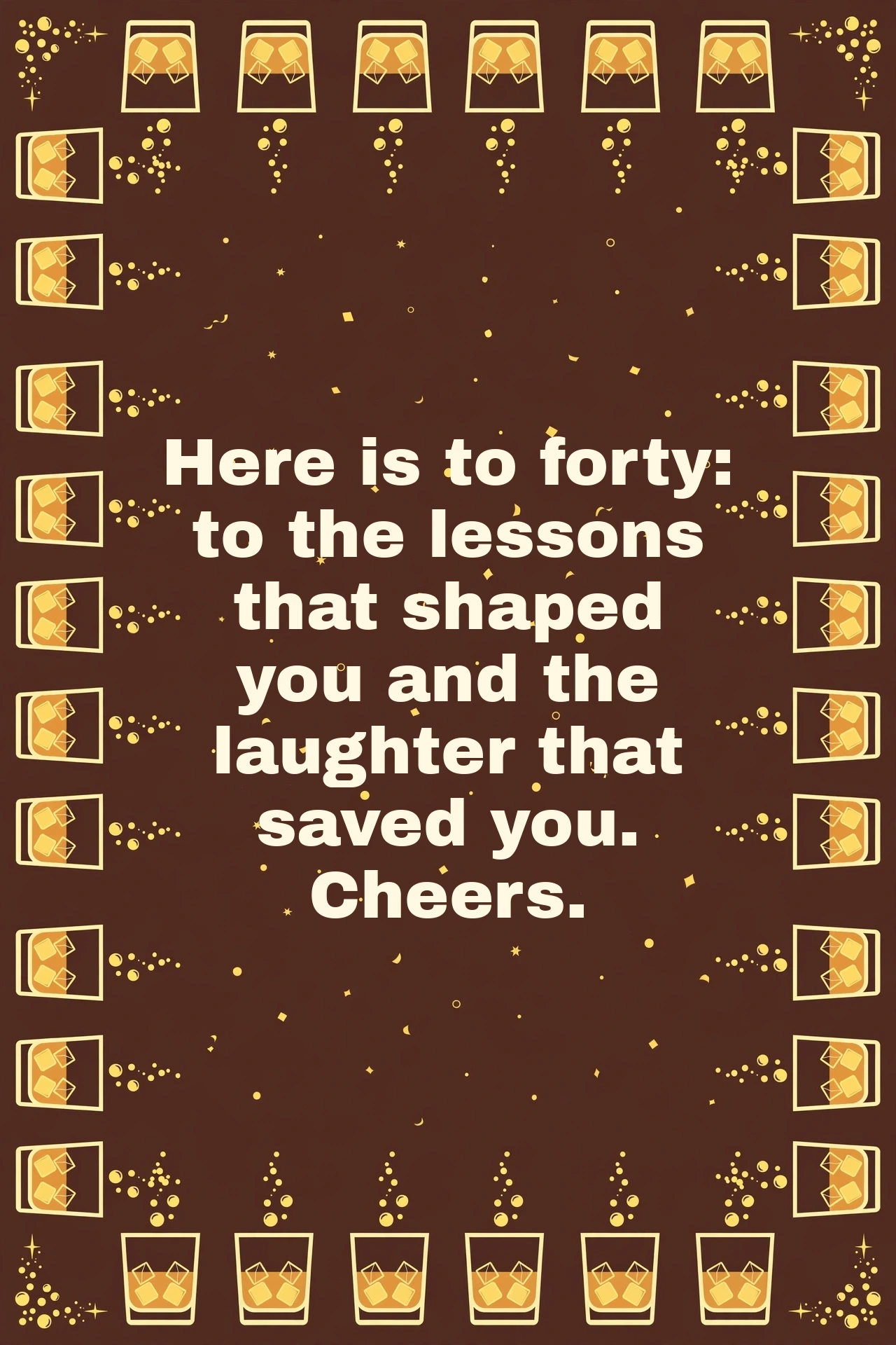 40th birthday celebration toast card with walnut whiskey design