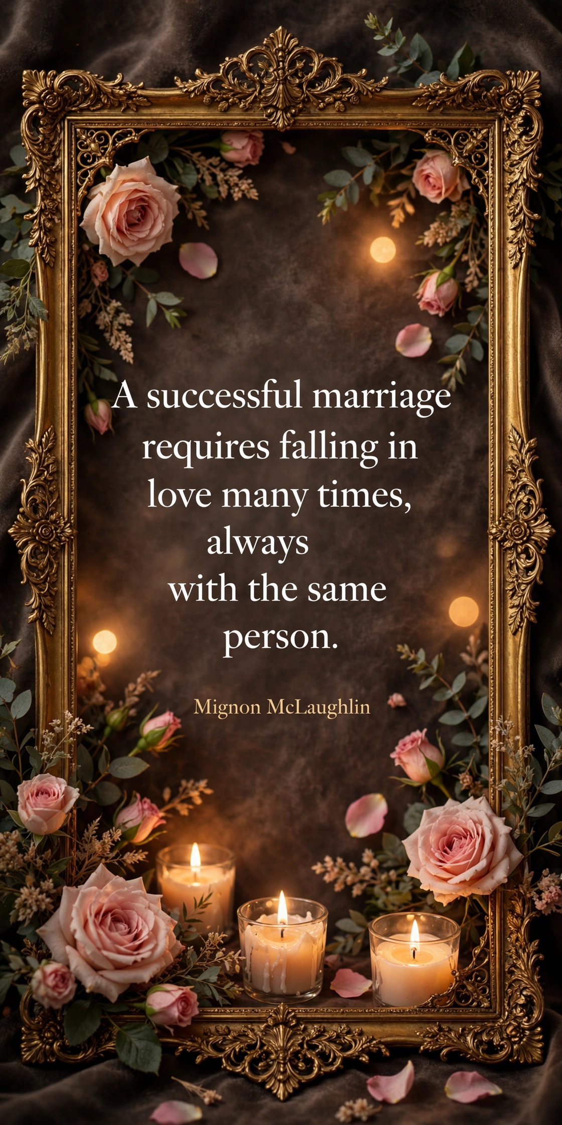 Famous anniversary quotes card with elegant vintage gold design