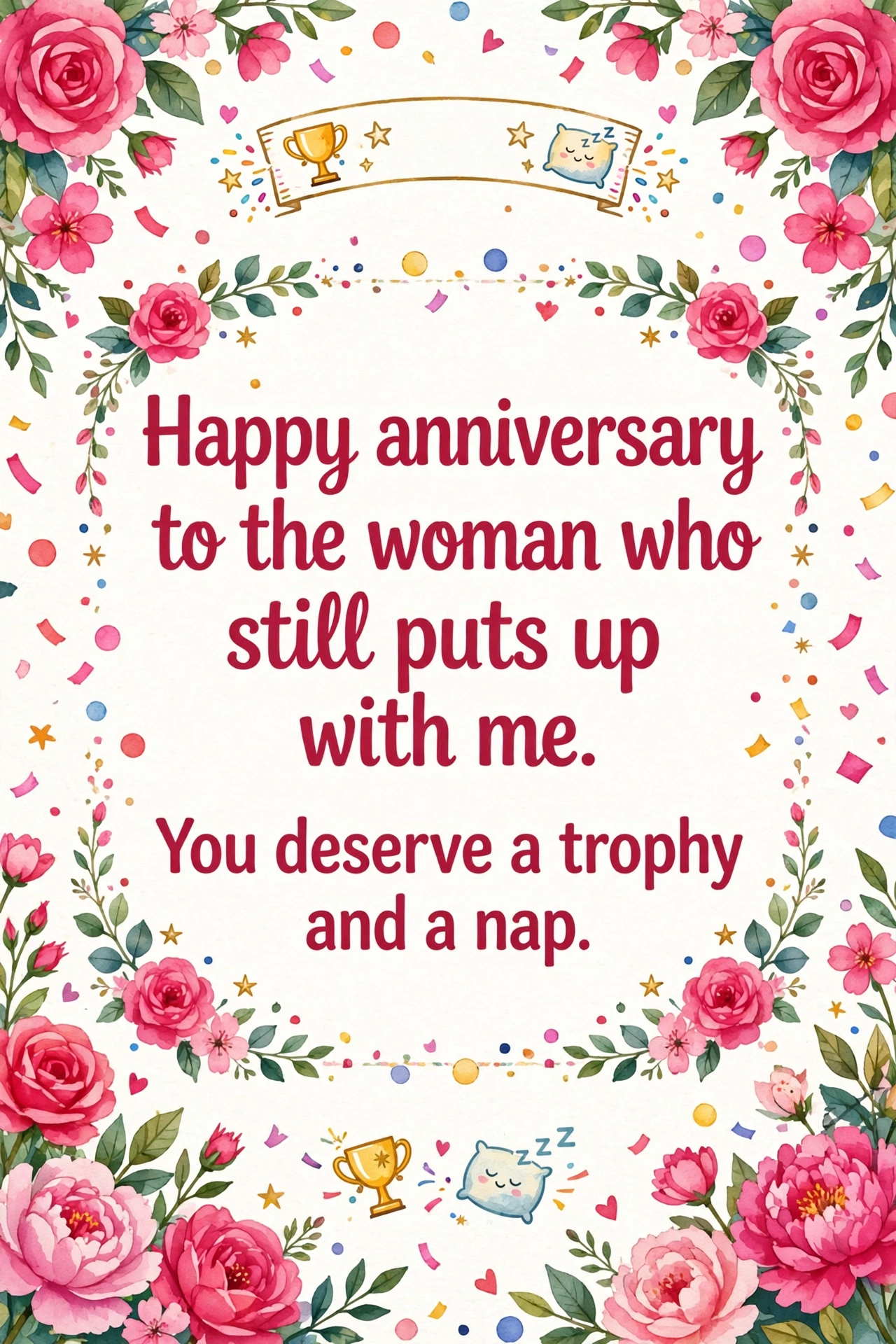 380+ Anniversary Wishes for Wife: Romantic, Funny & Heartfelt 4 Funny anniversary wishes for wife quote card with playful cheerful design