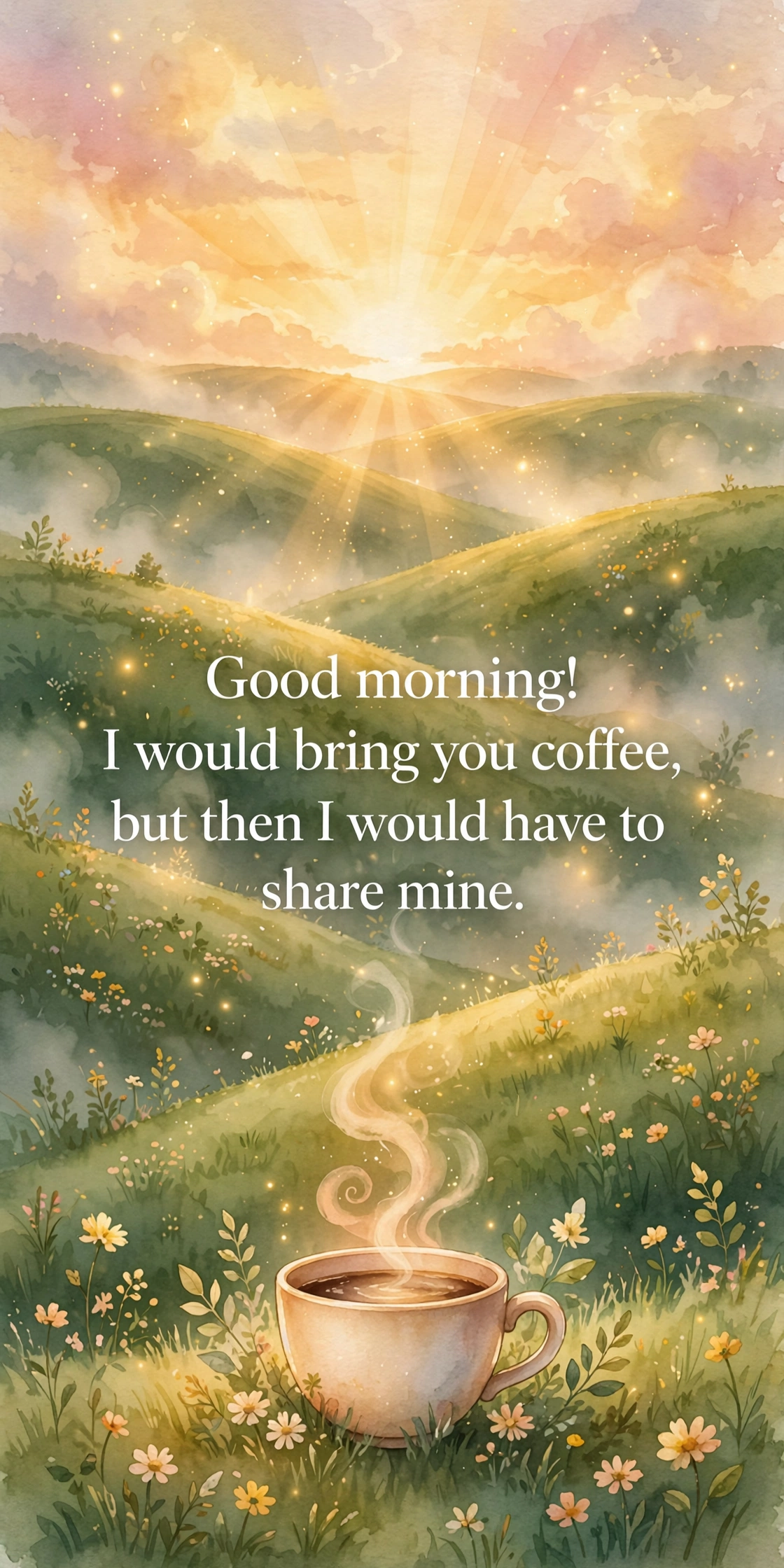 120+ Good Morning Wishes for Best Friend: Heartfelt, Funny & Inspiring Texts 3 Funny good morning texts for best friend quote card with playful sunrise over rolling hills