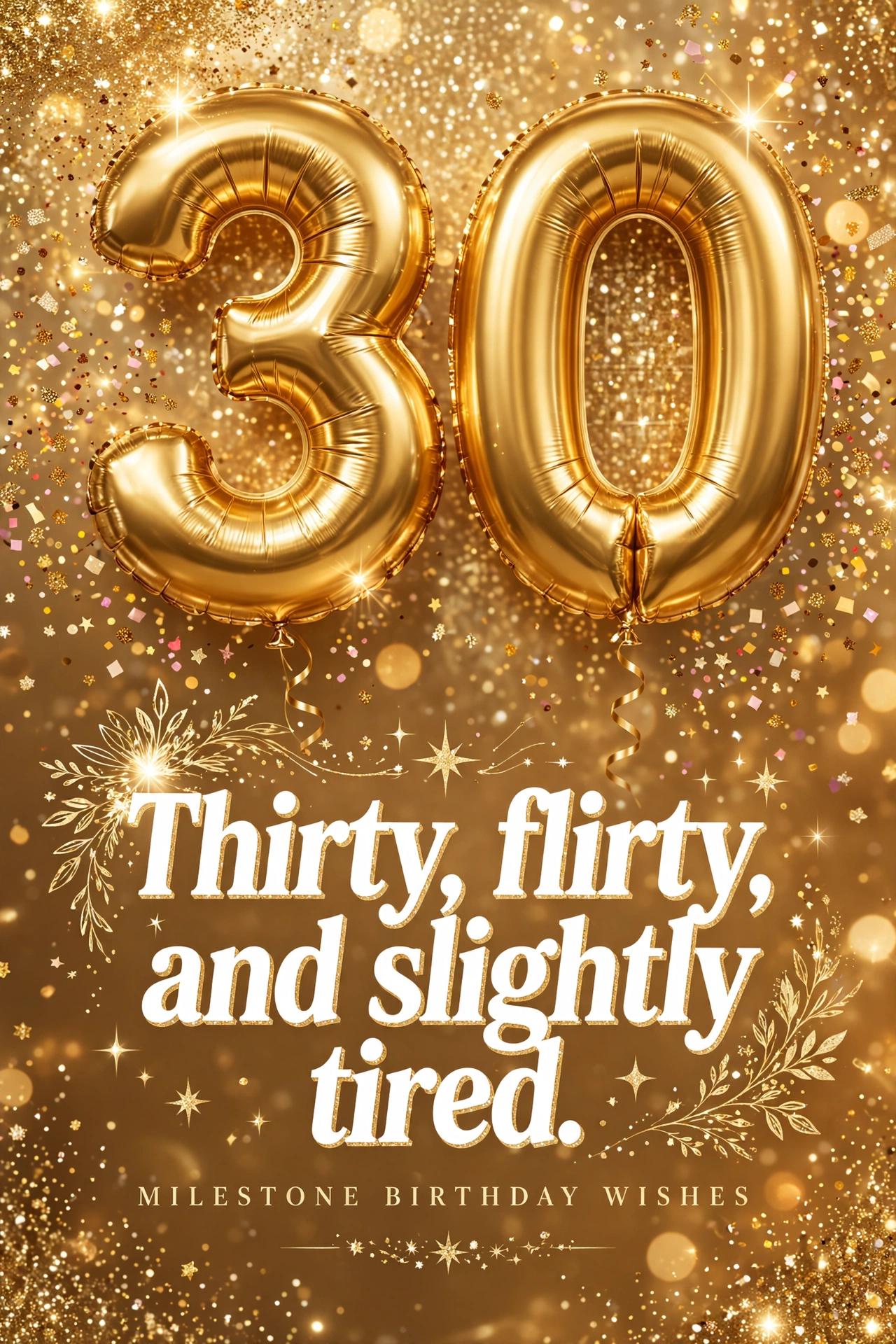 Milestone birthday wishes 18th 21st 30th 40th 50th quote card with golden balloons