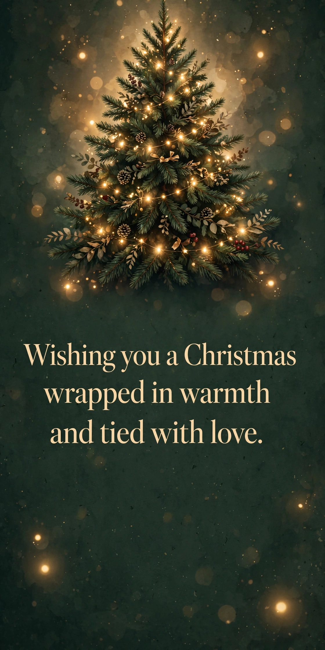120+ Christmas Wishes, Messages & Quotes: Merry Texts for Everyone 2 Merry Christmas wishes quote card with a glowing Christmas tree and warm golden lights