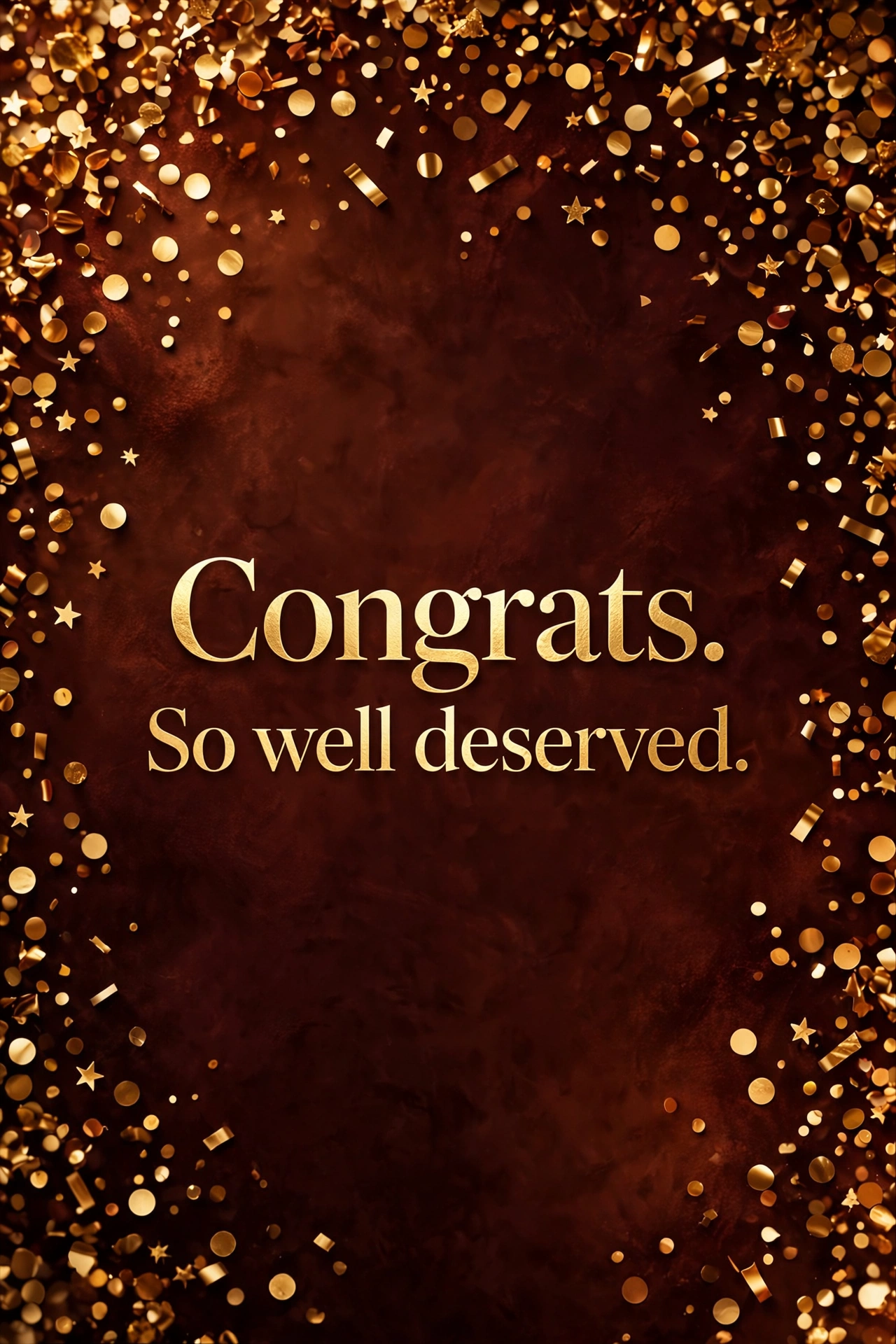 120+ Congratulations Messages: Texts for Every Big Win 6 Short congratulations texts quote card with festive gold confetti