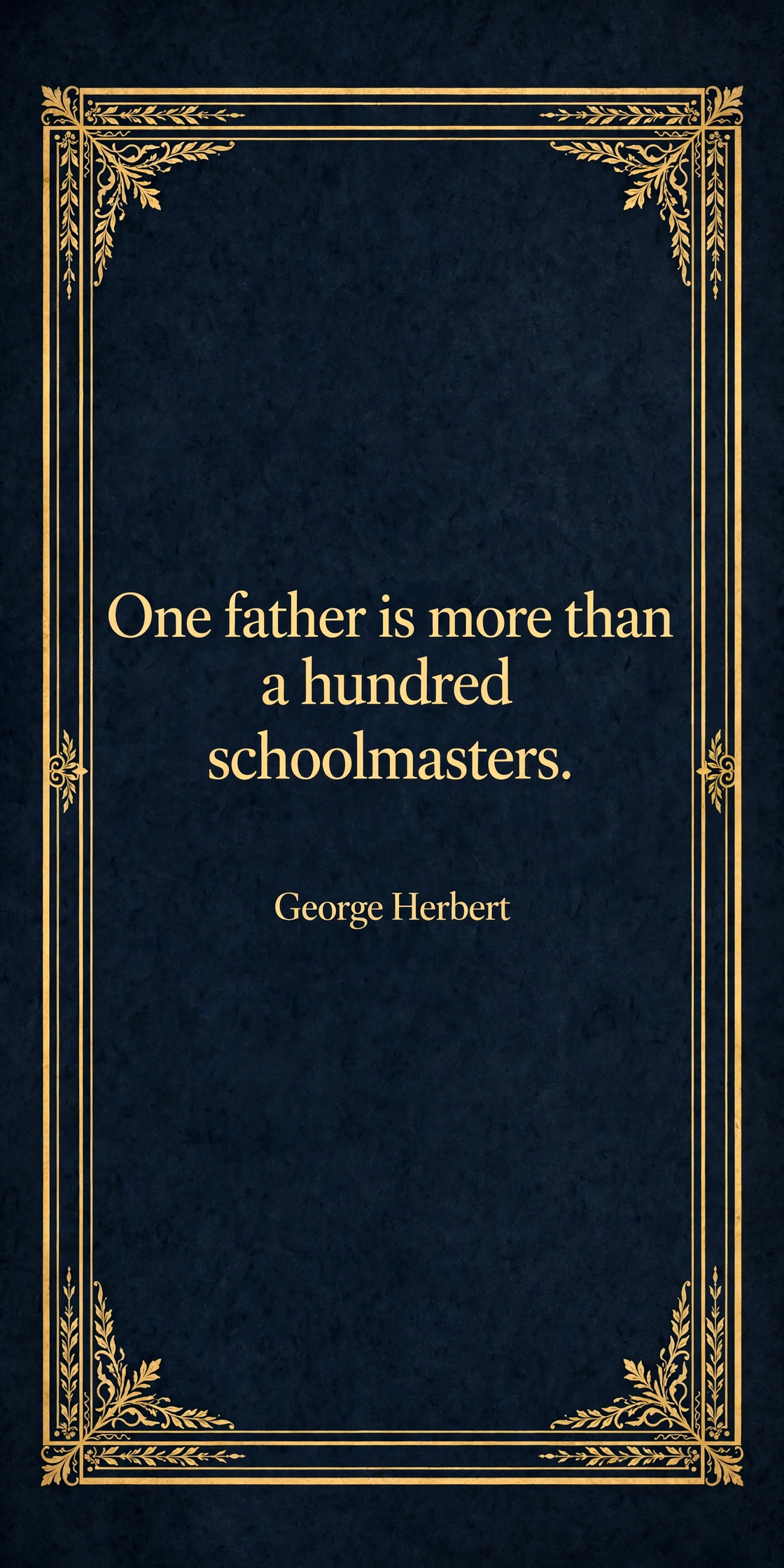 Famous quotes about fathers card with classic navy design