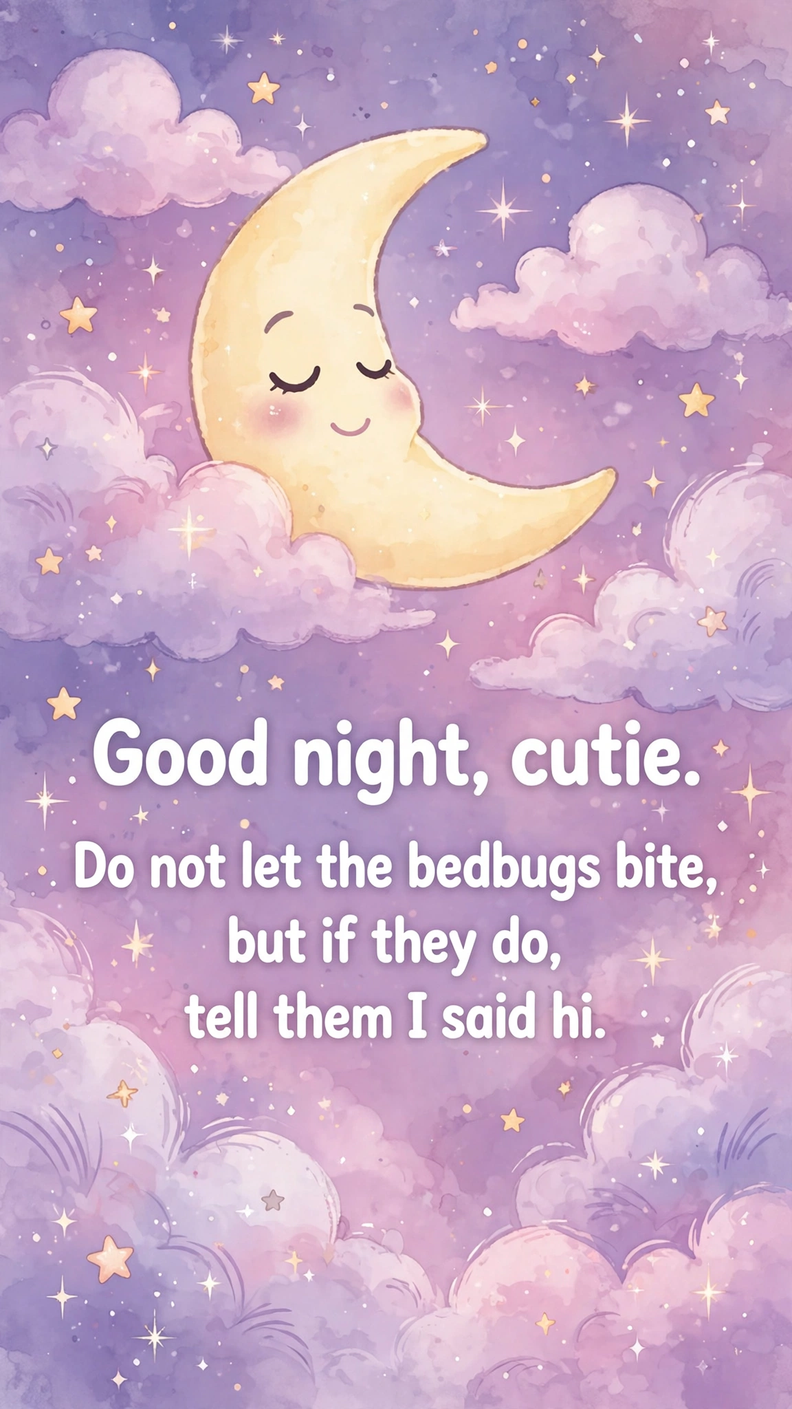 Cute good night texts for her quote card with soft starry night design