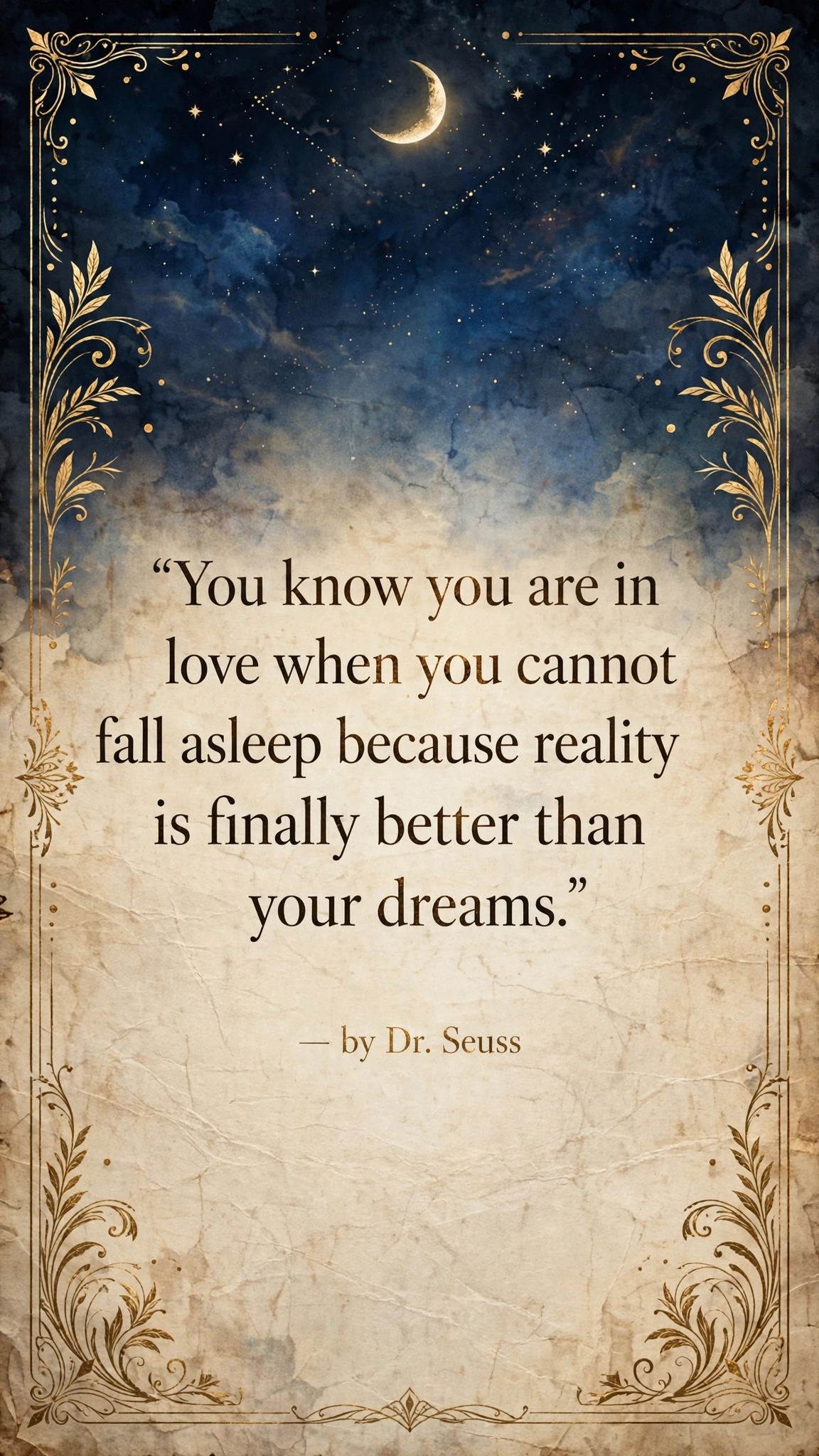 Famous good night love quotes card with classic moonlit design