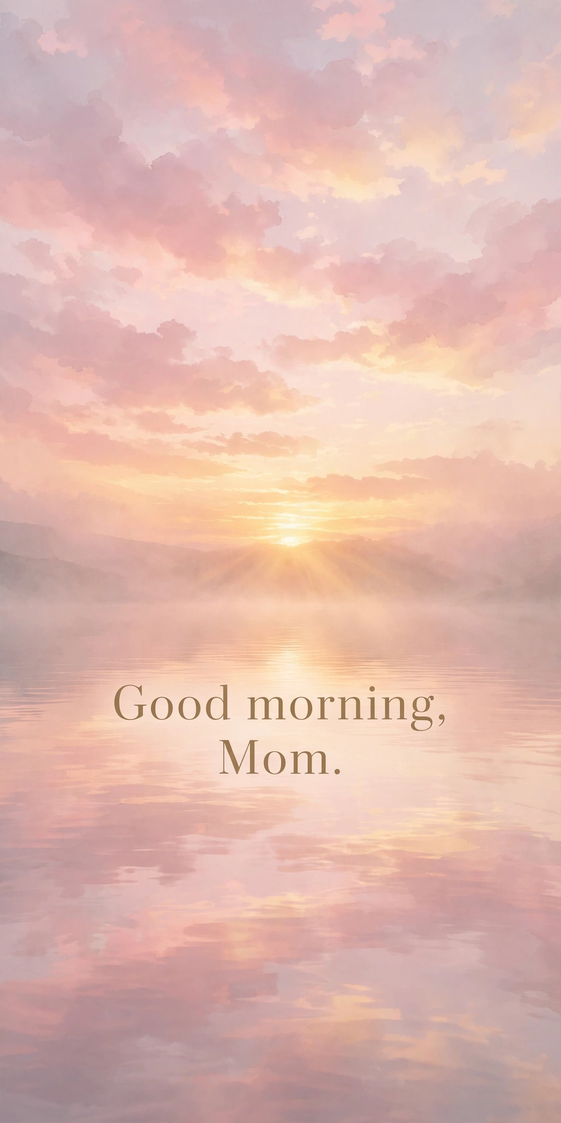 Short sweet good morning texts for mom quote card with soft morning sunrise