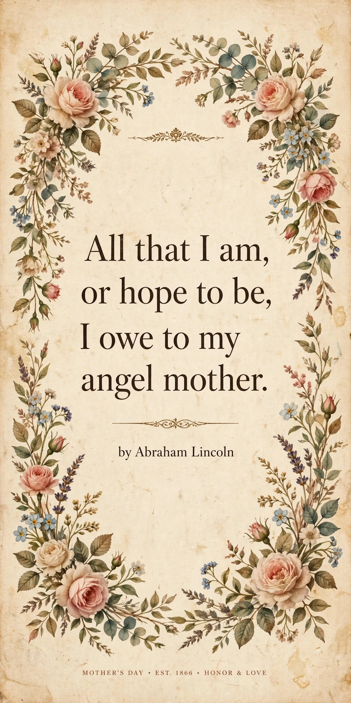 180+ Happy Mother's Day Wishes, Messages & Quotes 7 Famous quotes about mothers card with classic floral design
