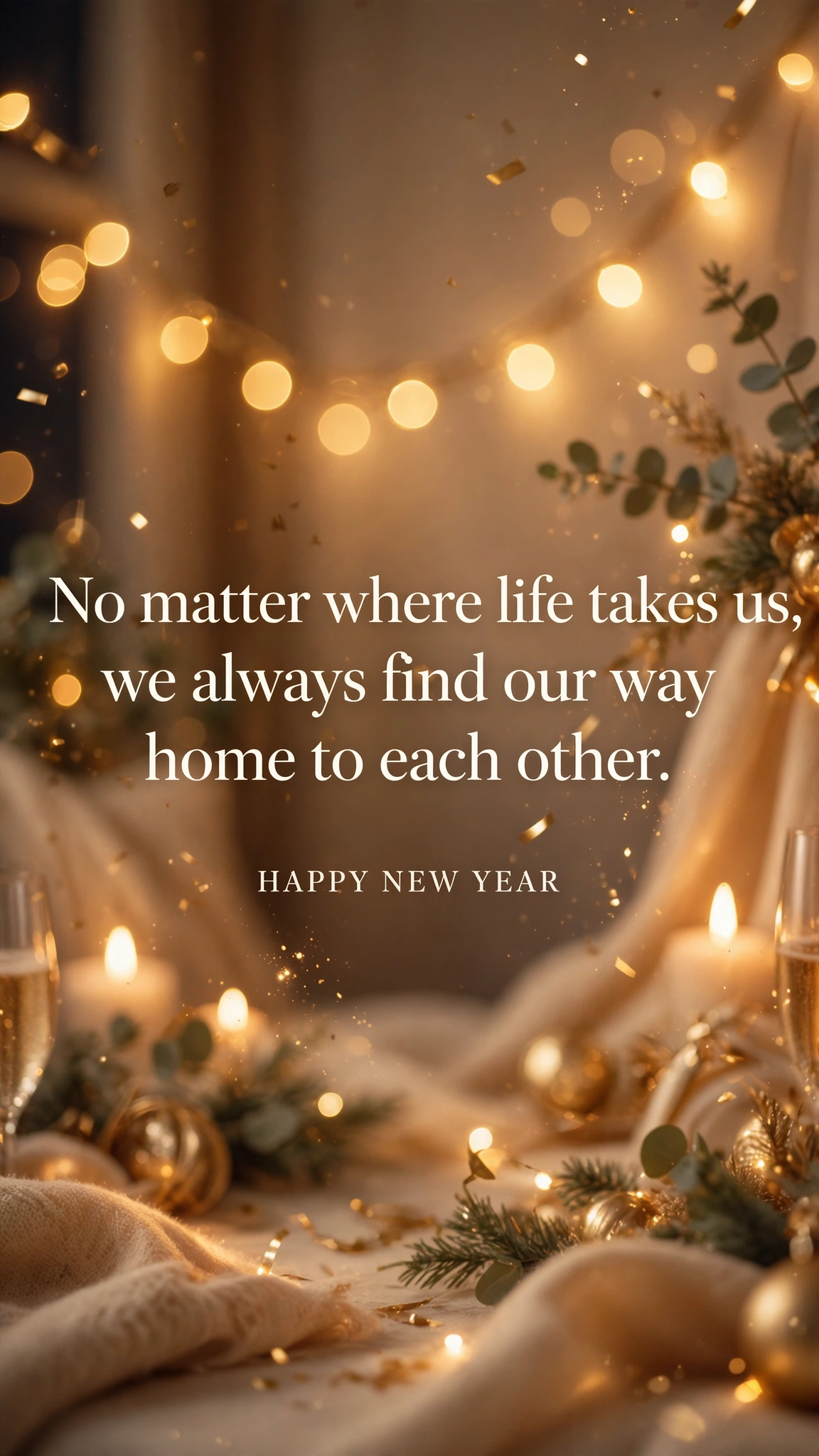 250+ Happy New Year Wishes, Messages & Quotes 3 Happy New Year wishes for family quote card with warm golden celebration